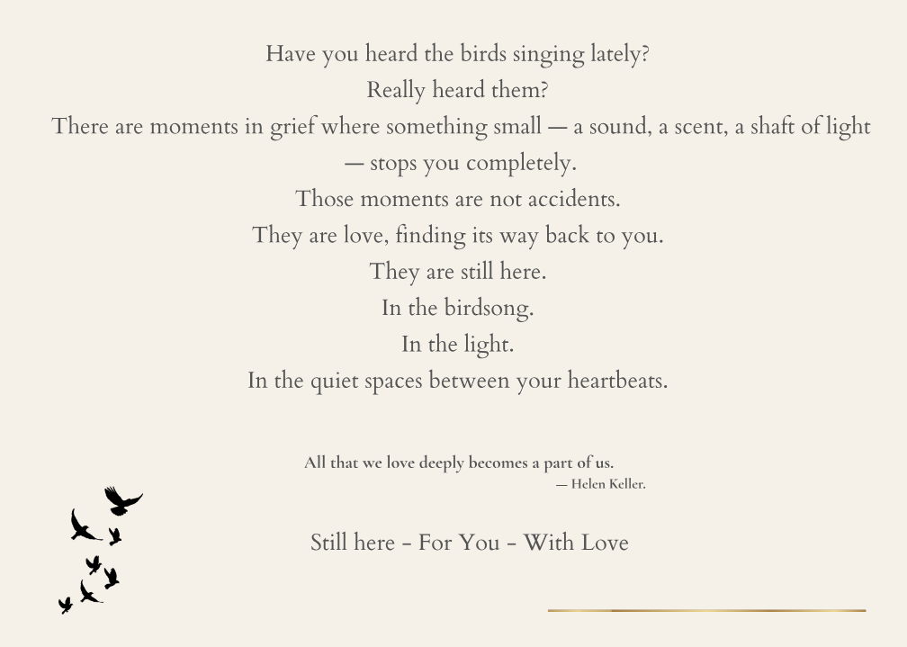 Back of the Month sympathy card with verse and message